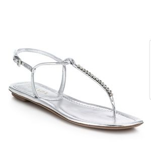 Prada Silver Swarovsky Thong Sandals